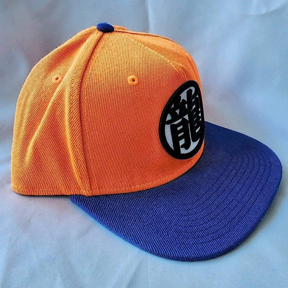Dragon Ball Z Original DBZ Anime Snapback‎ Embroidered Kanji Orange Blue Retro